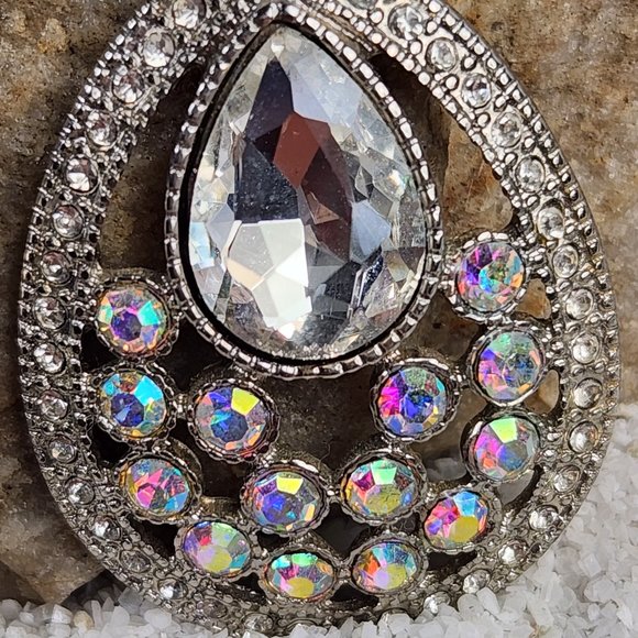 AB Irridescent Drop Earrings Teardrop Shape Post - Picture 7 of 8